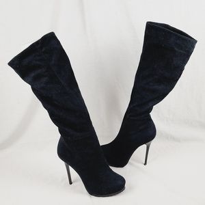 Nina new york black knee high sock boots